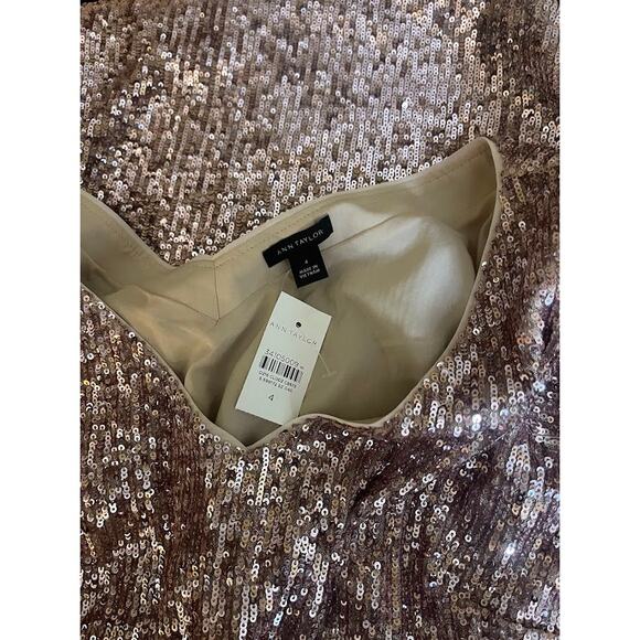 Ann Taylor Pink Sequin V-Neck Shift Dress‎ - Size 4 - NWT - Picture 7 of 7